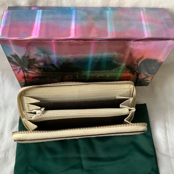 Gucci Supreme GG Floral Ophidia Zip Around Wallet Cream - Picture 4 of 12